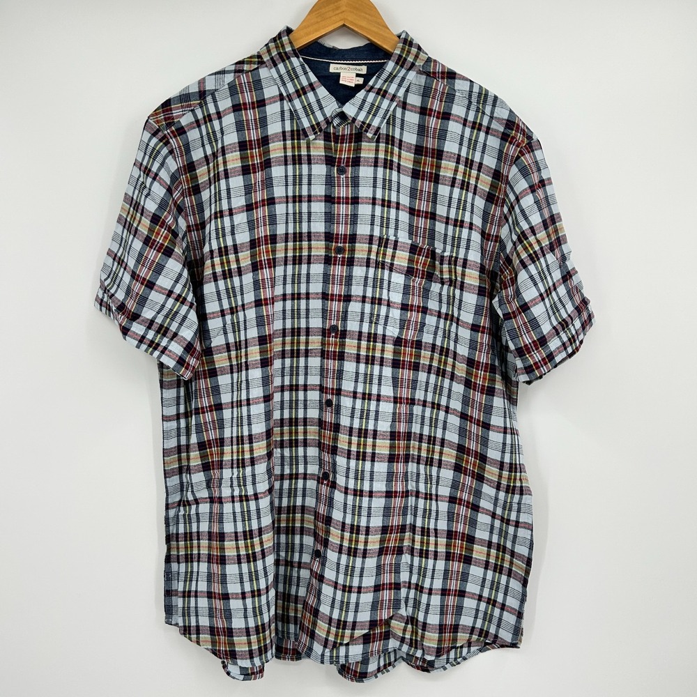 Carbon 2 Cobalt Plaid Button Up Mens XL Heritage Preppy Classic 100% Cotton